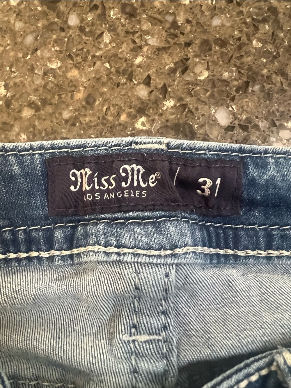 Miss Me Light Blue Mid Rise Bootcut Jeans with Embroidered Feather Back Pockets - Picture 6 of 10